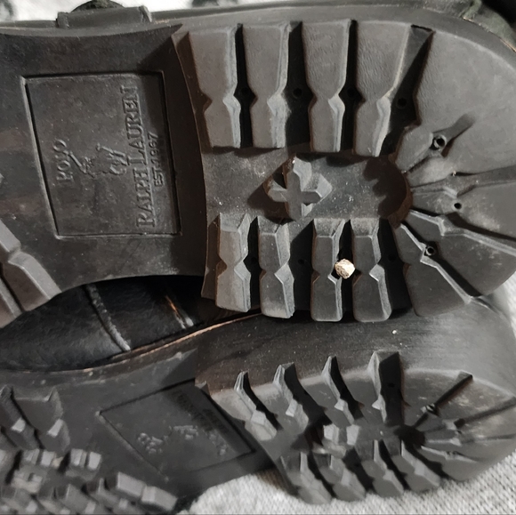 POLO RALPH LAUREN BUCKLE LUG LEATHER BOOT MEN 8.5 WOMEN 10.5 BLACK - Picture 9 of 14